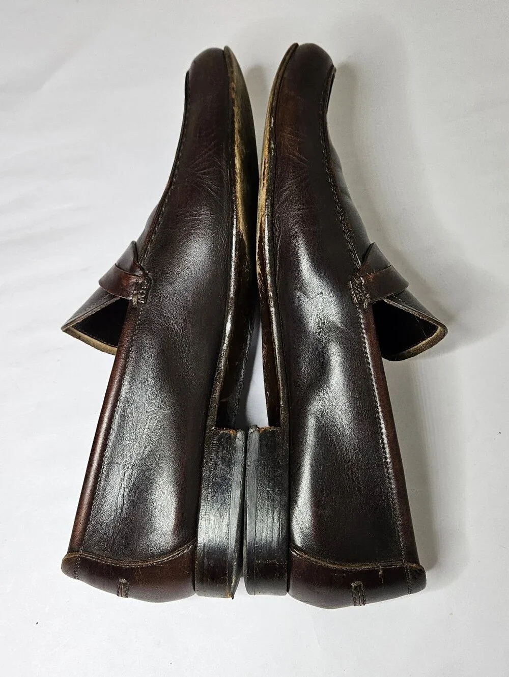 Salvatore Ferragamo Penny Loafers Vintage Brown Leather Mens 9 Made In Italy